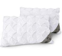 LIZZIE JACOBS Waffle Pillow Hotel Quality 100% Polyester Bed Pillow Super Soft Pintuck Pinch Pleat Diamonds Style Standard Size Medium Firm Pillow 74x48 cm Suitable for Back Sleeper (2 Pillows)