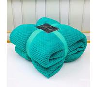 LIZZIE JACOBS Waffle Popcorn Honeycomb Throws Blankets Super Soft Warm Cosy Throw Over Sofa Sette Bed Blankets Extra Large Snuggle Fleece Thermal Throws For Kids & Adults (Teal, Single - 130 x 150cm)