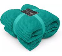 LIZZIE JACOBS Waffle Popcorn Honeycomb Throws Blankets Super Soft Warm Cosy Throw Over Sofa Sette Bed Blankets Extra Large Snuggle Fleece Thermal Throws For Kids & Adults (Teal, King - 200 x 240cm)