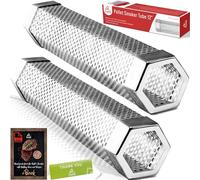 LIZZQ Premium Pellet Smoker Tube 12" (Set of 2) - 5 Hours of Billowing Smoke, Hot or Cold Smoking, for Any Grill or Smoker, An Easy and Safe Way to Provide Smoking, Free eBook Grilling Ideas & Recipes