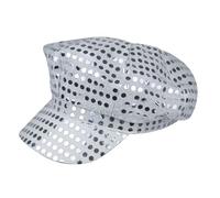 Lizzy 1 x Adult 70s Silver Sequin Disco Hat Cap | 1970s 80s Fancy dress Disco Theme Dance Party Costume Accessory for women & girls Birthday Party