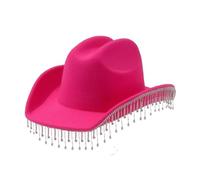 Lizzy 1 x Adult Pink Cowboy Hat With Dangling Chain Diamante Stones | Sparkle Cowboy Hat for Novelty Fancy Dress Hen Party Cowgirl Halloween Costumes Hats Carnival Music Festival Accessories