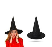 Lizzy 1 x Adult’s Black Witch Hat | Black Pointed Wizard Hat, Dress Up Hats, Witch Costume Accessories Unisex Fancy Dress Carnival Accessories for Halloween Dress Up Costume Party Cosplay