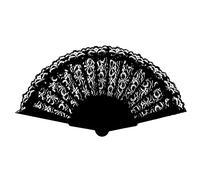 Lizzy 1 x Black Lace Spanish Fan | Womens One Size Fordable Lace Fan | Hand Held Fan for Hand Wedding Party Halloween Fancy Dress Costume Accessory