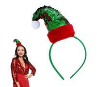 Lizzy 1 x Children Adult Fancy dress Costume Accessories Christmas Headband One Size Hair Accessory for Xmas Parties Elves Party Hats for Christmas Favours (Christmas Reversible Sequin Elf)