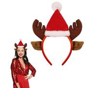 Lizzy 1 x Children Adult Fancy dress Costume Accessories Christmas Headband One Size Hair Accessory for Xmas Parties Elves Party Hats for Christmas Favours (Reindeer With Santa Hat)