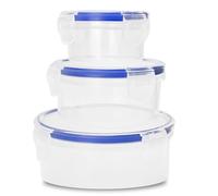 Lizzy 1 x Clip Lock Round Food Storage Boxes - 3 Pack | 500ml, 250ml, 100ml BPA-Free Plastic Containers | Airtight, Leak-Proof | Freezer, Microwave & Dishwasher Safe | Stackable Kitchen Set