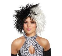 Lizzy 1 x Dalmatian Lady Wig (120g) | for Halloween Party, Carnival Cosplay Props Circus Show Clown Dress Up Costume Accessories