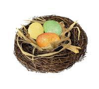 Lizzy 1 x Easter Birds Nest | 3pc foam eggs Easter Decoration Craft Nest with Colourful Spotted Eggs, Props for Garden Yard Home Party Easter Decor