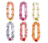 Lizzy 1 x Hula Flower Leis for Party and Fancy Dress - 120cm Garland with 8cm Fabric Flowers, 6 Assorted Colours Hawaiian Luau Costume Accessory for Adults and Kids