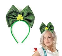 Lizzy 1 x Irish Bow Tinsel Headband with Shamrock Decoration | for St. Patrick's Day Novelty Irish Gifts Fancy Dress Headband Hair Accessories for Adults (1)