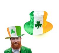 Lizzy 1 x Irish Tricolour Plush Top Hat Adult | St Patrick's Day Accessories Velvet Look Clover Leprechaun Shamrock Hat One Size Irish Fancy Dress Costume Accessory for Men and Women (1)