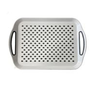 Lizzy 1 X Large Serving Tray | Non-Slip Rubber Grippers |Trays for Eating Dinner & Drinks w/High Grip Rubber Surface, Easy Grip | Easy Grip Handles (White)