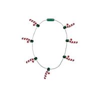 Lizzy 1 x Light Up Candy Cane Necklace with 7 Bulbs Glow in The Dark Necklace for Christmas and Holiday Parties Xmas Costume Accessories Christmas Ugly Sweater Party Favours