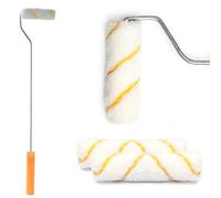 Lizzy 1 x Long Handled Roller with 3 Microfiber Rolling Heads | 5" Roller and 55cm Handle for Painting with Emulsion Paints on Interior Walls and Ceilings, Extending Soft Grip Handle for Long Reach