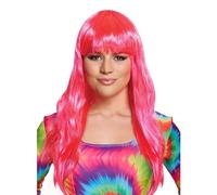 Lizzy 1 x Long Pink Wig (140g) | for Halloween Party, Carnival Cosplay Props Circus Show Clown Dress Up Costume Accessories
