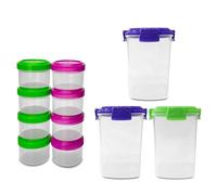 Lizzy 1 x Small Food & Spice Storage Containers Combo | 3 x 135ml Lock Lid + 8 x 35ml Screw Lid Jars | BPA-Free, Plastic Organizer Set for Spices, Chutneys, Travel, Crafts & Kitchen Storage (1)