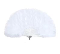Lizzy 1 x White Feather Fan | Handheld Folding Fan, 1920s Embroidered Vintage Fans Halloween Fancy Dress Costume Party Wedding Decoration