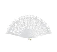 Lizzy 1 x White Lace Spanish Fan | Womens One Size Fordable Lace Fan | Hand Held Fan for Hand Wedding Party Halloween Fancy Dress Costume Accessory
