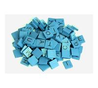 Lizzy 100pcs Wood Letter Tiles | A-Z Capital Letters Recognition Block Wooden Scrabble Tiles - DIY Wood Gift Decoration (Light Blue)