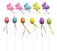 Lizzy 11 piece decorative eggs and bunny picks | Glitter Foam Easter Egg Picks & Bunny Picks, Easter Egg Cake Toppers Artificial Easter Glitter Picks DIY Crafts for Easter Wreath Party Home Decor