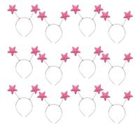 Lizzy 12 x Christmas Glitter Star Baby Pink Head Bopper | Children Adult Fancy dress Costume Accessories Christmas Headband One Size Hair Accessory for Xmas Party Hats for Christmas Favours