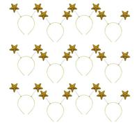 Lizzy 12 x Christmas Glitter Star Gold Head Bopper | Children Adult Fancy dress Costume Accessories Christmas Headband One Size Hair Accessory for Xmas Party Hats for Christmas Favours