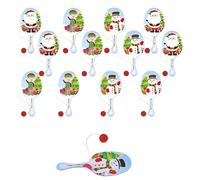 Lizzy 12 x Wooden Christmas Paddle Bat and Ball Games (22cm) for Kids Unisex Party Bag Favours Loot Bag Stocking Fillers Xmas Gifts Snowman Santa Claus Elf Game