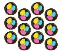Lizzy 12pc Nest and Egg Decorations | Easter Craft Nest with Colourful Spotted Eggs Props for Garden Yard Home Party Easter Decor