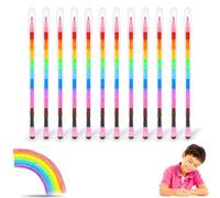Lizzy 12pk Crayon Pen Stackers 15cm - 11 Colour Swappable Stacking Crayons for Kids - Fun Arts & Crafts Party Favours, Loot Bag Fillers, Creative Drawing & Colouring Stationery