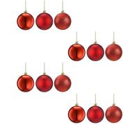 Lizzy 12pk Red Assorted Baubles 5cm Dia | Home Garden Street Christmas Tree Hanging Decorations/Santa Elf Xmas Celebration Home Star Decor