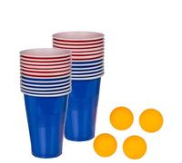 Lizzy 14pc x 2 Beer Pong Game Set | 2 Balls, 6 Red Cups and 6 Blue Cups | Drinking Game for Stag & Hen Parties, Christmas and Holidays