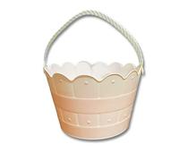 Lizzy 1x Easter Plastic Bucket Easter Egg Hunt Bucket with White Handle for Treats Sweets Party Loots Indoor Outdoor Garden Hunt (Pink)