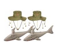 Lizzy 2 Pack Adult Australian Cork Hats Inflatable Shark 90cm | Australia Day Fancy Dress Set | Crocodile Hunter Man Outback Explorer Hat & Shark Prop for Costume Parties (Hat with Inflatable Shark)