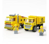 Lizzy 2 Pack Engineering Construction Truck Building Set, 264-269 PCS STEM Blocks with Mini Figures - Dump Truck & Power Hauler Brick Kits, Creative Construction Toys, Compatible Block Bricks