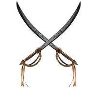 Lizzy 2 Pack Pirate Toy Swords 67.5cm | Antique Effect Pirate Cutlass Costume Accessories for Kids | World Book Day, Halloween, Fancy Dress, Cosplay, Buccaneer Party Props for Boys & Girls