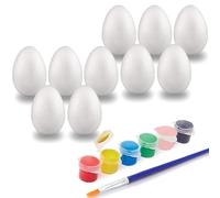 Lizzy 2 x 5pc Polystyrene Eggs & Paint Set | White Craft Paint Eggs to Decorate Create Your own Arts Crafts Pattern Ornaments for Decorative Display