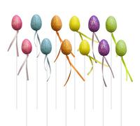 Lizzy 2 x 6piece Mini Decorative Egg Picks | Glitter Foam Easter Egg Picks, Easter Egg Cake Toppers Artificial Easter Glitter Picks DIY Crafts for Easter Wreath Party Home Decor