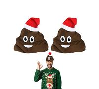 Lizzy 2 x Adult Christmas Fake Poop Hat Plush Cushion Poo Novelty Fancy Dress Hat With Santa Topper Poop Hat Funny Party Hat Soft Plush Carnival Cosplay Fancy Dress Stage Performances