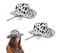 Lizzy 2 x Adult Leopard Print Cowboy Hat | Stylish Wide Brim Western Hats for Novelty Fancy Dress Hen Party Cowgirl Halloween Costumes Hats Carnival Music Festival Accessories (Cow Print)
