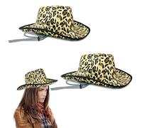 Lizzy 2 x Adult Leopard Print Cowboy Hat | Stylish Wide Brim Western Hats for Novelty Fancy Dress Hen Party Cowgirl Halloween Costumes Hats Carnival Music Festival Accessories (Leopard Print)