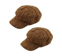 Lizzy 2 x Children's Flat Cap Hat One size | Brown Baker Boy Costume Accessory Victorian Newsboy Hat Peaky Gangster Newsie Cap Gatsby Hat
