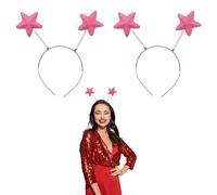 Lizzy 2 x Christmas Glitter Star Baby Pink Head Bopper | Children Adult Fancy dress Costume Accessories Christmas Headband One Size Hair Accessory for Xmas Party Hats for Christmas Favours
