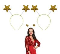 Lizzy 2 x Christmas Glitter Star Gold Head Bopper | Children Adult Fancy dress Costume Accessories Christmas Headband One Size Hair Accessory for Xmas Party Hats for Christmas Favours
