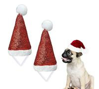 Lizzy 2 x Christmas Pet Tinsel Santa Hat | Dog Christmas Hat Pets Cat Santa Hats for Cats Puppy Xmas Pet Party Costume Accessories