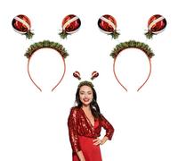 Lizzy 2 x Christmas Red Bauble Bopper Head Bopper | Children Adult Fancy dress Costume Accessories Christmas Headband One Size Hair Accessory for Xmas Party Hats for Christmas Favours