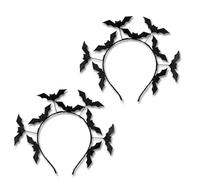 Lizzy 2 x Halloween Headbands One Size Fits Most Adults | Fancy Dress Costume Hair Accessory | Head Bopper for Parties, Cosplay & Dark Themed Night Outfits (Black Glitter Bat, One Size)