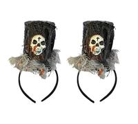 Lizzy 2 x Halloween Headbands One Size Fits Most Adults | Fancy Dress Costume Hair Accessory | Head Bopper for Parties, Cosplay & Dark Themed Night Outfits (Skull Hat, One Size)
