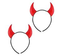 Lizzy 2 x Halloween Headbands One Size Fits Most Adults | Fancy Dress Costume Hair Accessory | Head Bopper for Parties, Cosplay & Dark Themed Night Outfits (Red Devil horns, One Size)