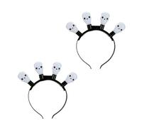 Lizzy 2 x Halloween Headbands One Size Fits Most Adults | Fancy Dress Costume Hair Accessory | Head Bopper for Parties, Cosplay & Dark Themed Night Outfits (LED Skull, One Size)